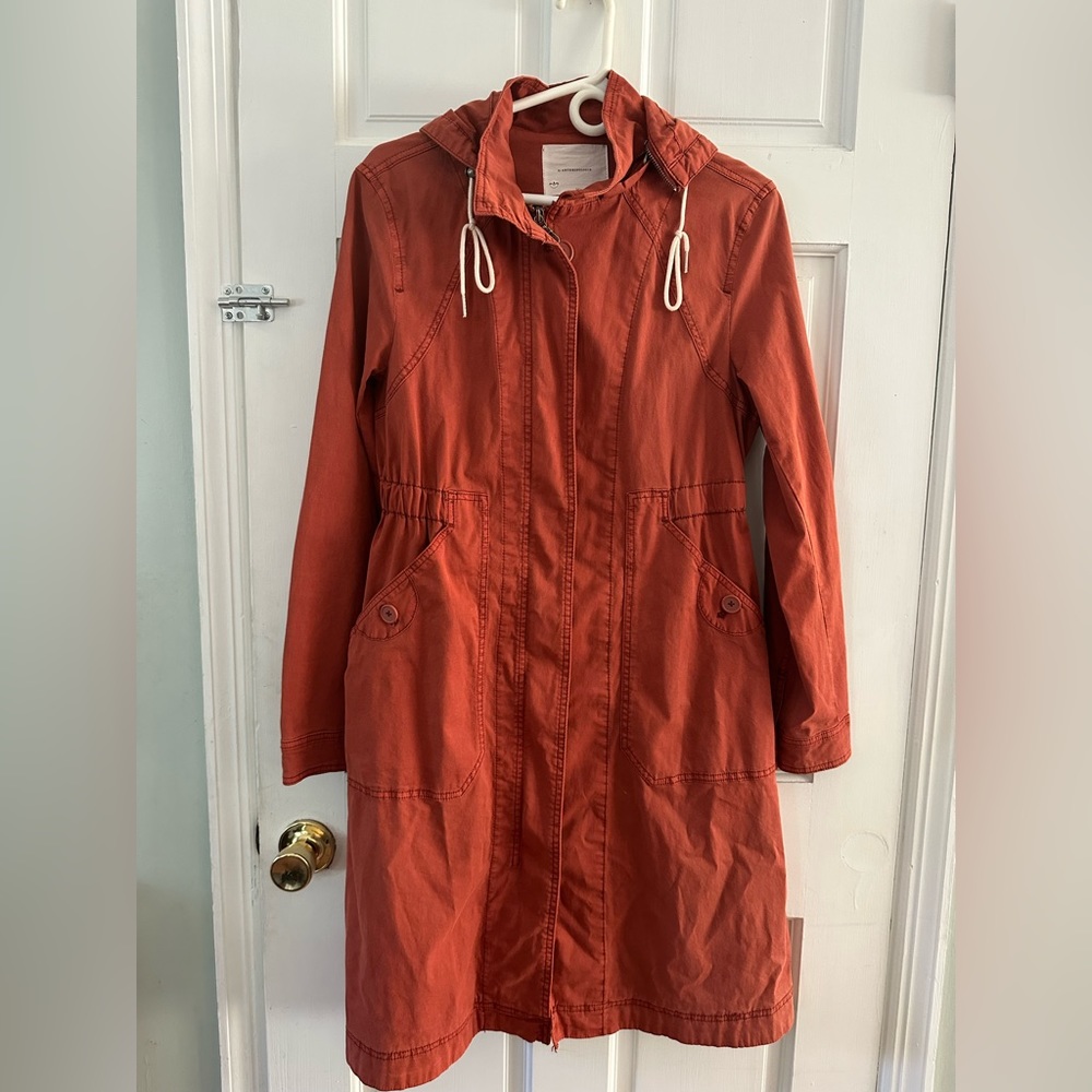 Anthropologie burnt orange trench coat size small